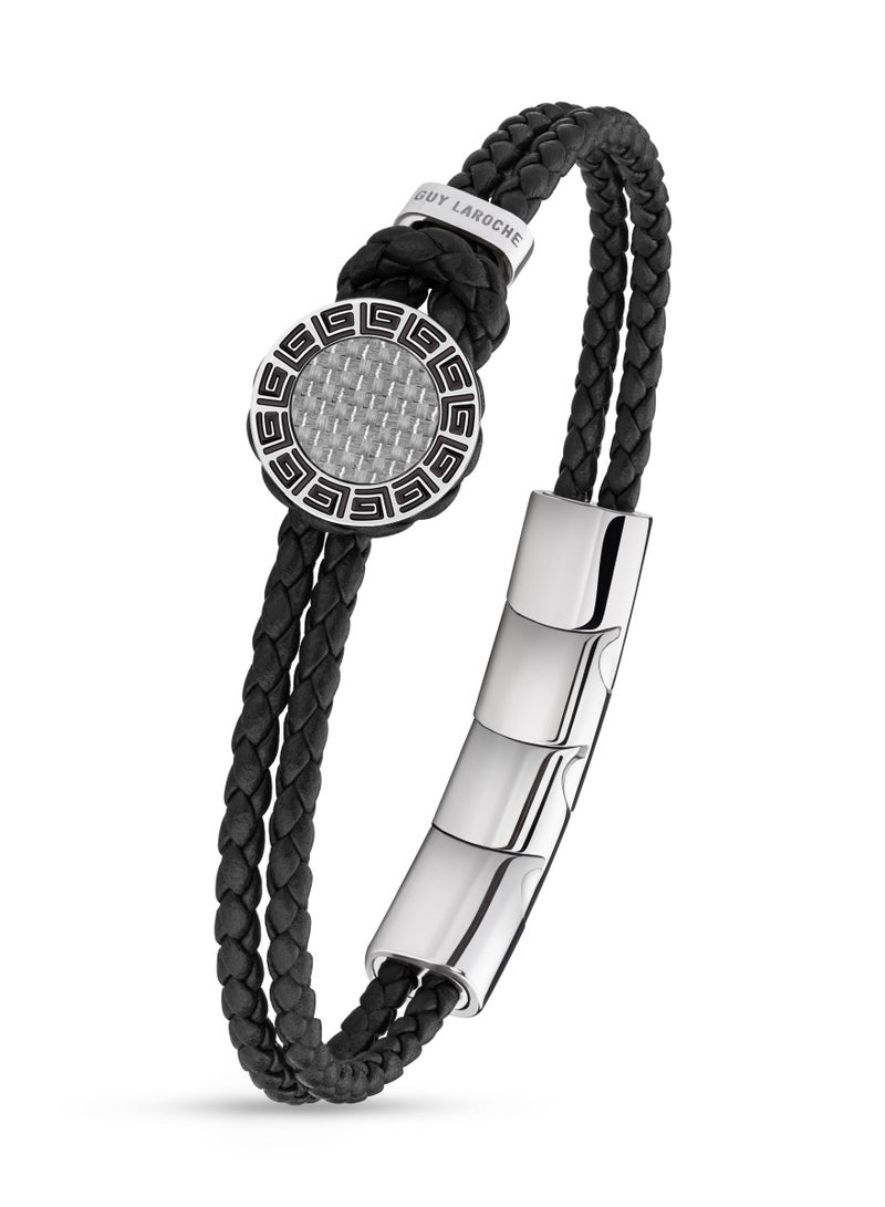 Guy Laroche Marc Black Braided Leather Bracelet for Men - Image 2
